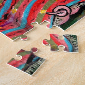 ブランケットに入った豚のロマンチックな夜の月星アート ジグソーパズル (側面)