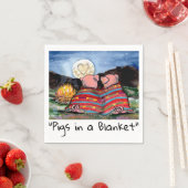 ブランケットに入った豚のロマンチックな夜の月星アート スタンダードカクテルナプキン (インサイチュ)