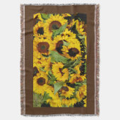 ブランケットオールシーズン縁付き黄色ひまわり スローブランケット (正面縦)