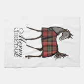 ブランケットクリスマス付きホリデーホースフォール キッチンタオル (横)