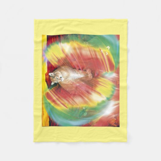 ブランケットクーガーマウンテンライオンホームデコール フリースブランケット (正面)