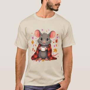 ブランケットコーヒー秋のスウェットで心地よいラットまたはマウス Tシャツ