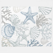 ブランケットスターフィッシュシーシェルビーチシーコースト海洋生物 フリースブランケット (正面(横))