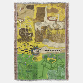 ブランケットファンキー踊りマンパターングリーン スローブランケット (正面縦)