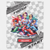 ブランケットモダンフォーミュラ1レーシングボーイ誕生日 フリースブランケット (正面)