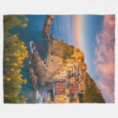 ブランケット地中海のシーイタリアコーストラインビーチ フリースブランケット (正面(横))