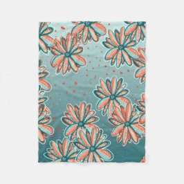 ブランケット、オレンジフラッズバイリサカシーナウ フリースブランケット