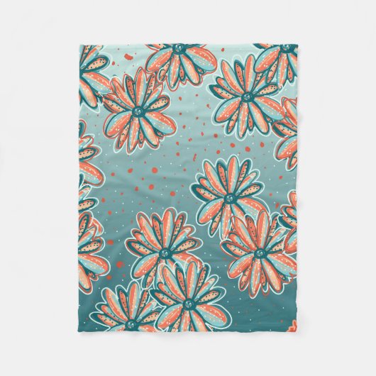 ブランケット、オレンジフラッズバイリサカシーナウ フリースブランケット (正面)