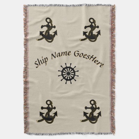 ブランケット – 船舶名(いかりとヘルム) (正面縦)