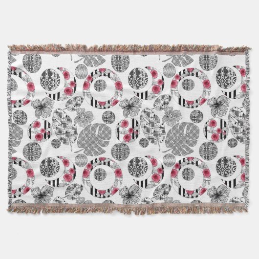 ブランケット、赤と黒、キルティング、パッチワーク スローブランケット (正面)