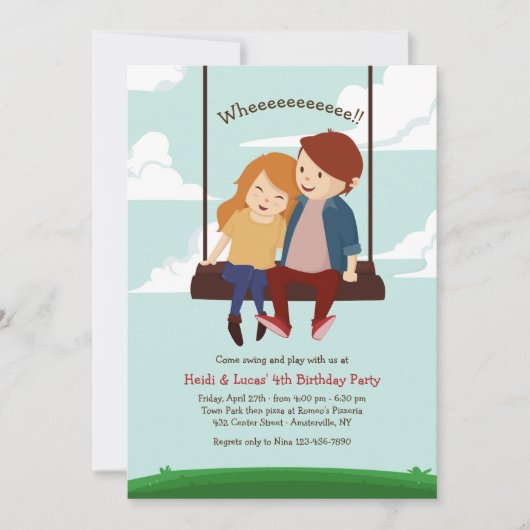 ブランコで楽しく招待状 招待状 (正面)