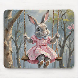 ブランコに乗ったバニー マウスパッド