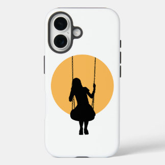 ブランコに乗った女の子のシルエット iPhone 16ケース