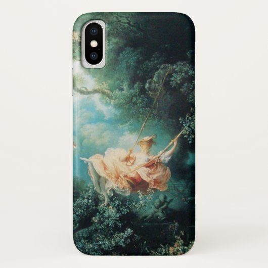 ブランコに乗った若い女性が自然・グリーン・ピンク Case-Mate iPhoneケース (裏面)