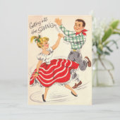 ブランコに入るビンテージのクリスマスカップル シーズンカード (スタンド正面)