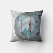 ブランコに青いドレスを着た女性 クッション (裏面)