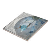 ブランコに青いドレスを着た女性 タイル (側面)