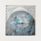 ブランコに青いドレスを着た女性 タペストリー (正面(横))