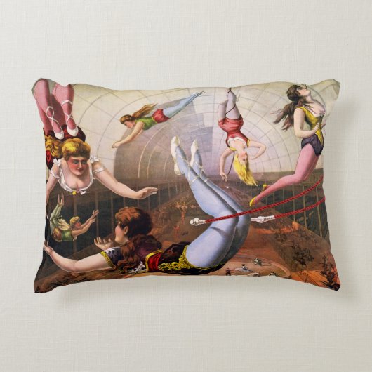 ブランコのサーカスの芸人の枕を飛ばすヴィンテージ アクセントクッション (正面)
