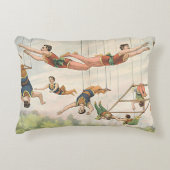 ブランコのサーカスの芸人の枕を飛ばすヴィンテージ アクセントクッション (正面)