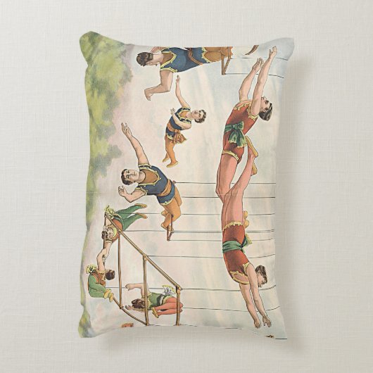 ブランコのサーカスの芸人の枕を飛ばすヴィンテージ アクセントクッション (裏面(縦))