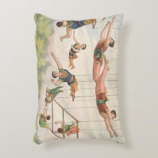 ブランコのサーカスの芸人の枕を飛ばすヴィンテージ アクセントクッション (正面(垂直))