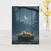 ブランコのバンニー カード (黄色い花)