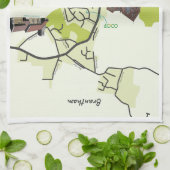 ブランサム地図お茶タオル キッチンタオル (折り畳み)