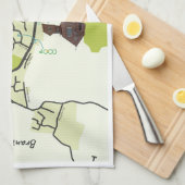 ブランサム地図お茶タオル キッチンタオル (四つ折り)