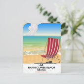 ブランスコムビーチデボンヴィンテージシーサイドポスター ポストカード (スタンド正面)