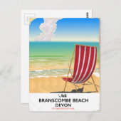 ブランスコムビーチデボンヴィンテージシーサイドポスター ポストカード (正面/裏面)