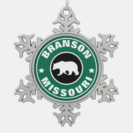 ブランソンミズーリ スノーフレークピューターオーナメント (正面)