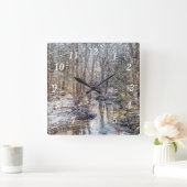 ブランソン秋クリークウィンタースノーパインタリークロック スクエア壁時計 (ホーム)