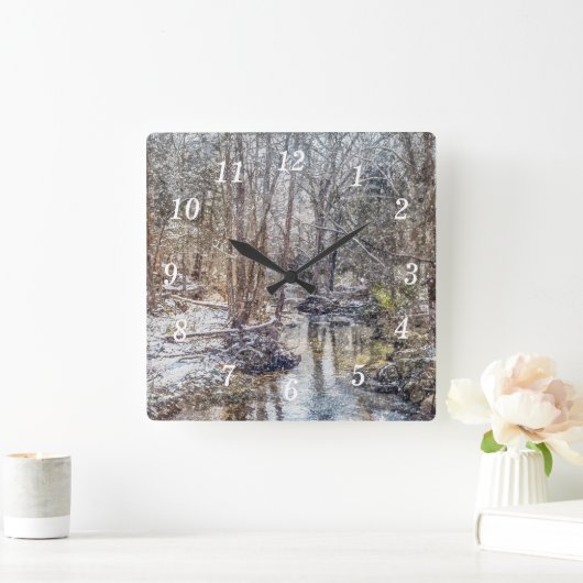 ブランソン秋クリークウィンタースノーパインタリークロック スクエア壁時計 (ホーム)