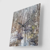 ブランソン秋クリークウィンタースノーパインタリークロック スクエア壁時計 (傾斜)