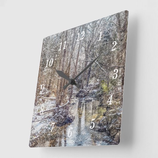 ブランソン秋クリークウィンタースノーパインタリークロック スクエア壁時計 (傾斜)