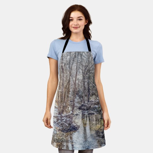 ブランソン秋クリークウィンタースノーパインターリー エプロン (着用した状態)