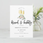 ブランチおよび快活なピンクの花のブライダルシャワー 招待状 (スタンド正面)