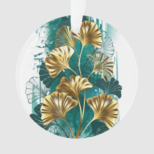 ブランチとゴールデン葉ズGinko Biloba オーナメント (正面)