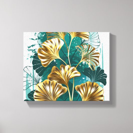 ブランチとゴールデン葉ズGinko Biloba キャンバスプリント (正面)