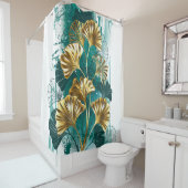 ブランチとゴールデン葉ズGinko Biloba シャワーカーテン (インサイチュ)