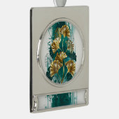 ブランチとゴールデン葉ズGinko Biloba シルバープレートバナーオーナメント (右)