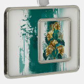 ブランチとゴールデン葉ズGinko Biloba シルバープレートフレームオーナメント (右)