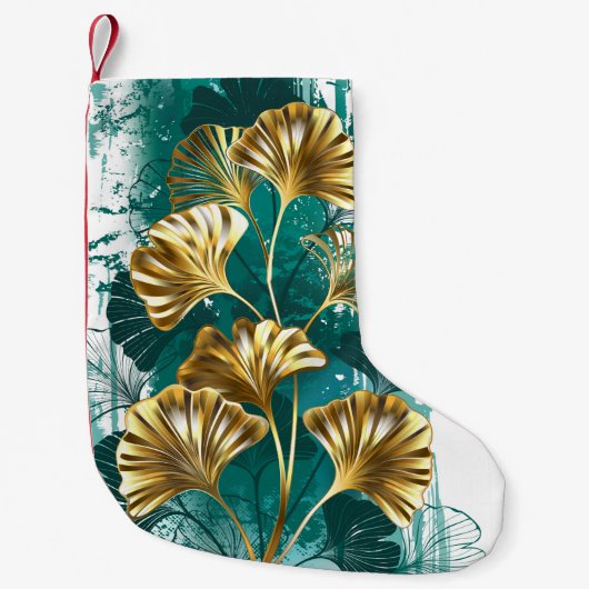 ブランチとゴールデン葉ズGinko Biloba スモールクリスマスストッキング (正面)