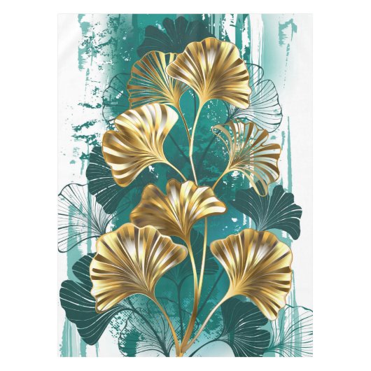 ブランチとゴールデン葉ズGinko Biloba テーブルクロス (正面)