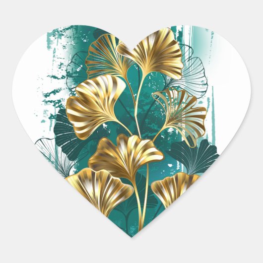 ブランチとゴールデン葉ズGinko Biloba ハートシール (正面)