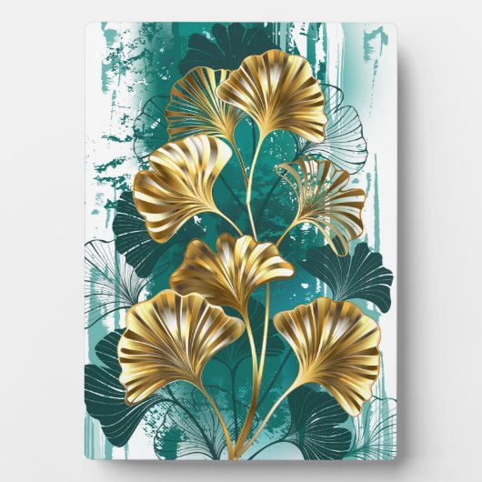 ブランチとゴールデン葉ズGinko Biloba フォトプラーク (正面)