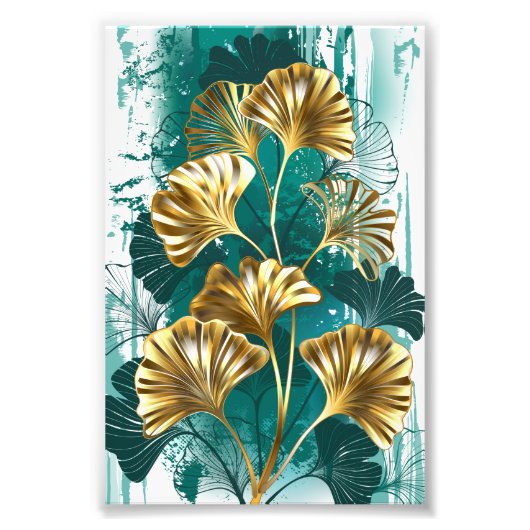 ブランチとゴールデン葉ズGinko Biloba フォトプリント (正面)