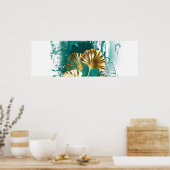 ブランチとゴールデン葉ズGinko Biloba ポスター (キッチン)