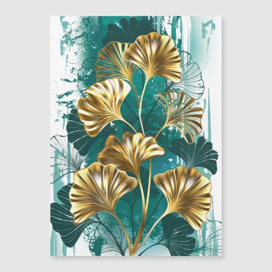 ブランチとゴールデン葉ズGinko Biloba マグネット招待状 (正面)